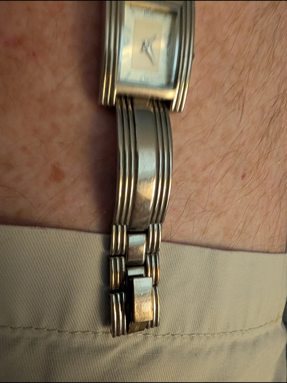 Silver Rectangular Dial Wristwatch With Quartz Movement Brand New Battery